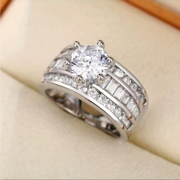 New 925 Silver Bridal Engagement Wedding Promise Romantic Proposal Diamond Ring - Picture 7 of 9